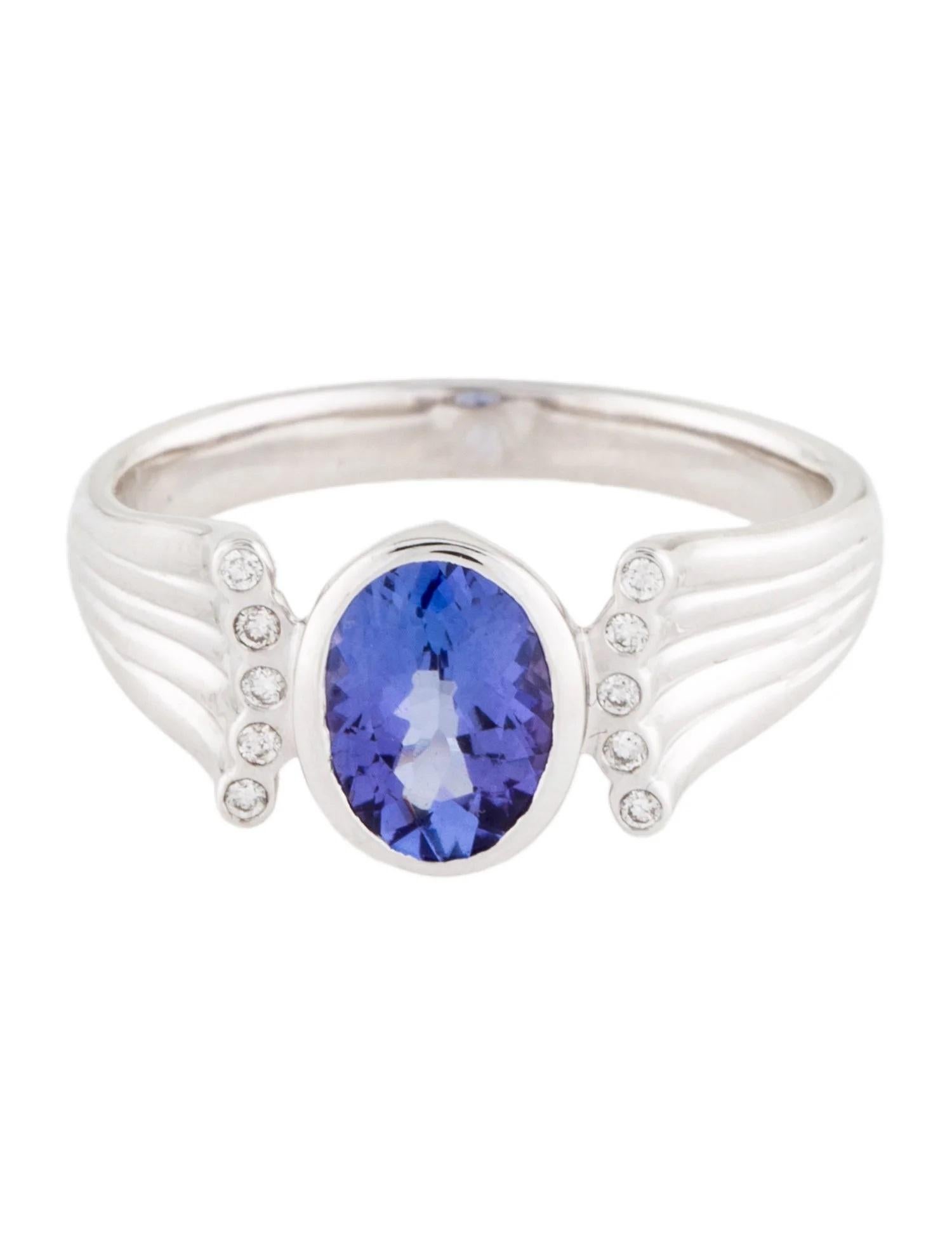 Artist 18K 1.25ct Tanzanite & Diamond Cocktail Ring  Oval Tanzanite  Rhodium-Plated  For Sale