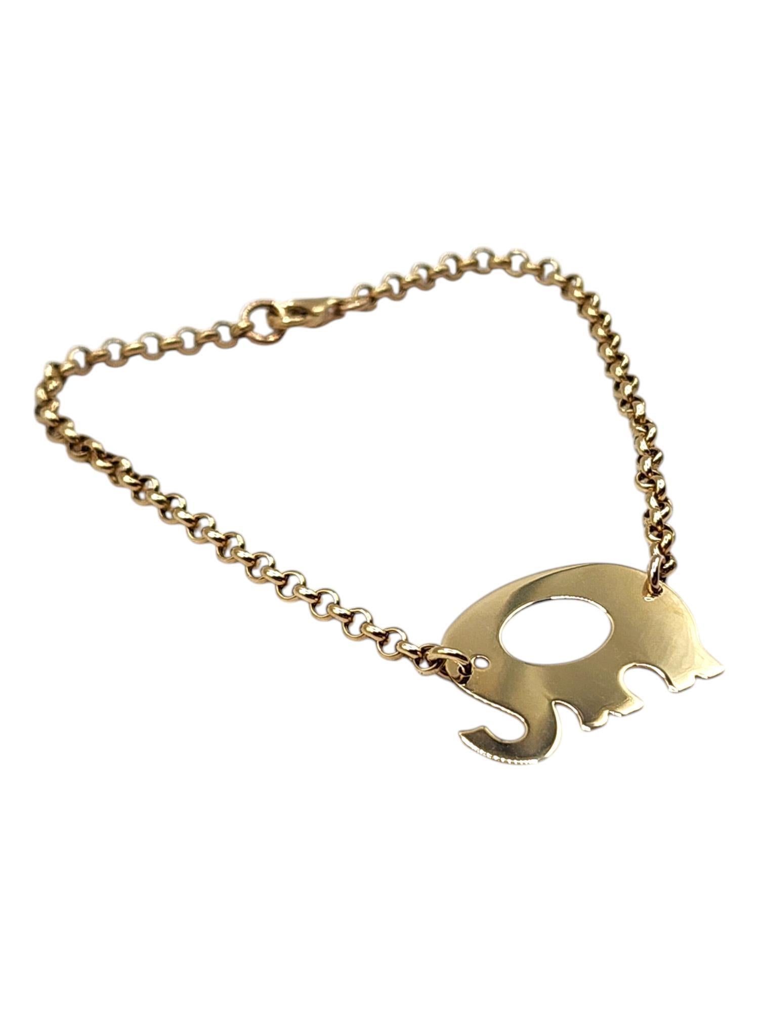 Bracelet chaîne éléphant en or jaune 18 carats et 14 carats n° 20008 Bon état - En vente à Washington Depot, CT