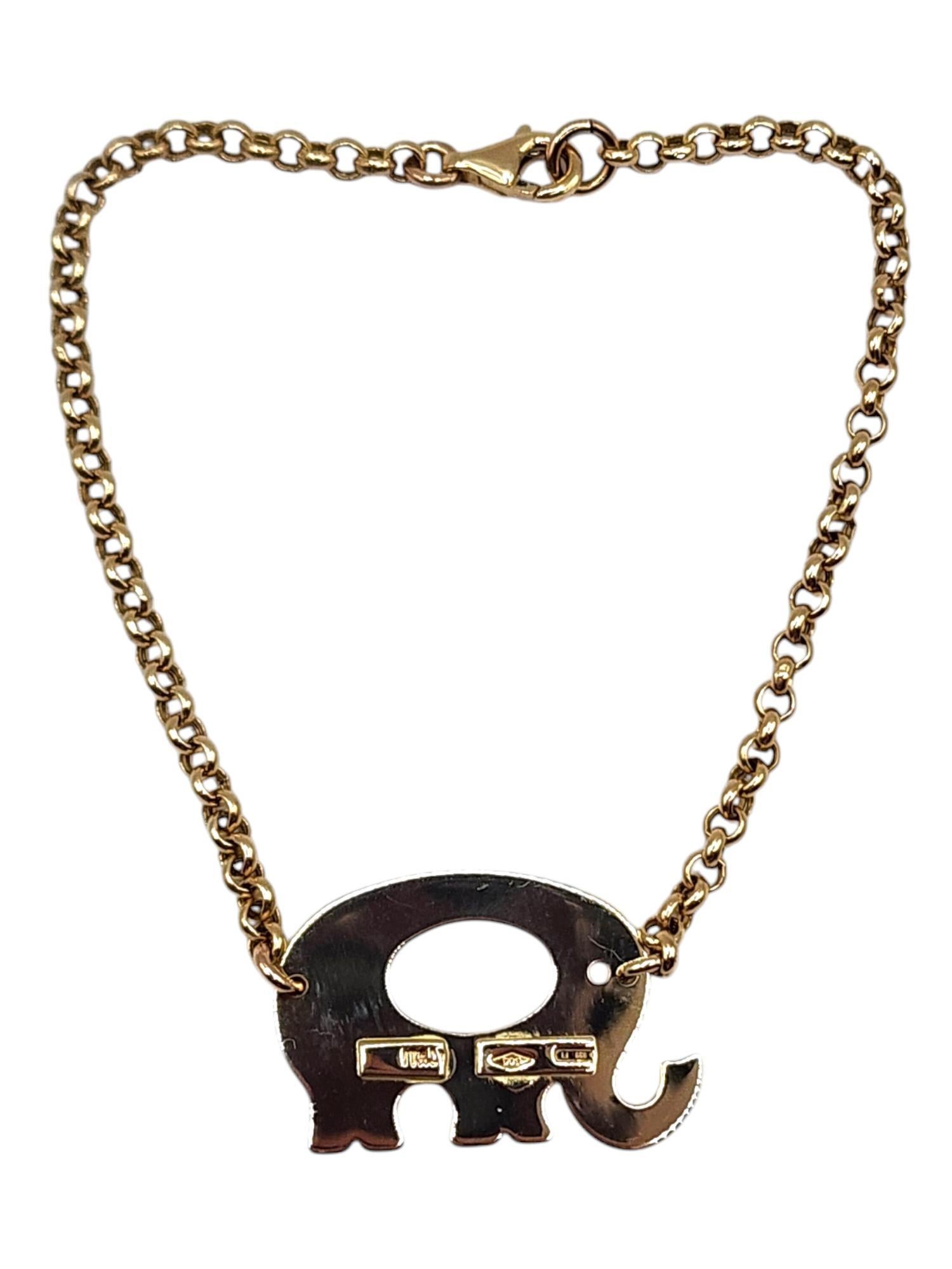 Bracelet chaîne éléphant en or jaune 18 carats et 14 carats n° 20008 Pour femmes en vente