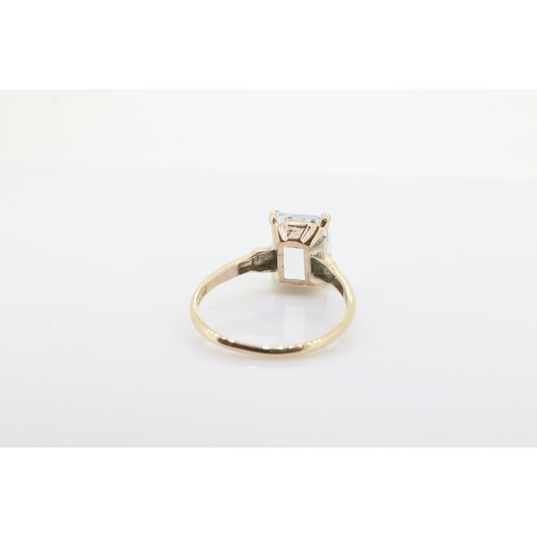 18k / 14K Aquamarin Solitär-Ring. Ein echtes natürliches Licht Aquamarin-Smaragd Damen im Angebot