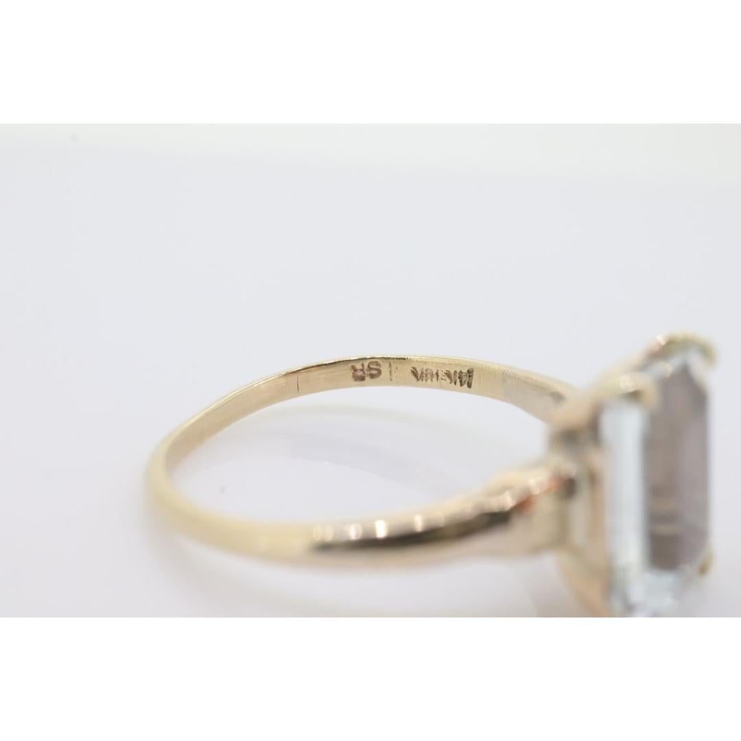 18k / 14K Aquamarin Solitär-Ring. Ein echtes natürliches Licht Aquamarin-Smaragd im Angebot 3