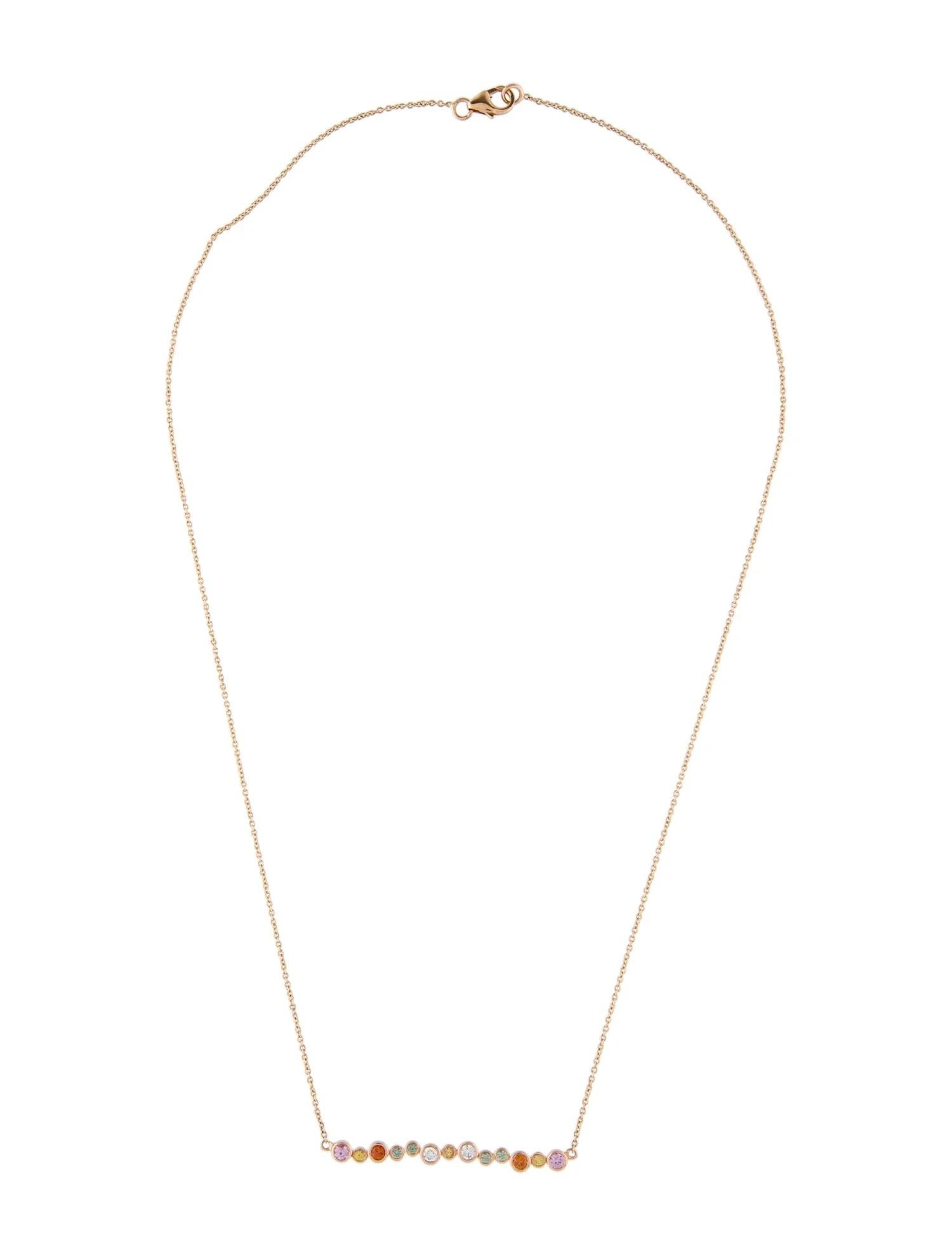 Artist 18K & 14K Rose Gold Sapphire Diamond Bar Pendant Necklace For Sale
