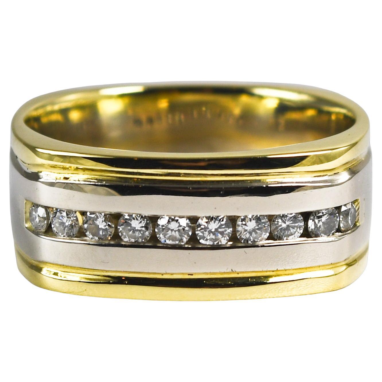 Alianza de Diamantes en Dos Tonos de 18K y 14K 0,25ct