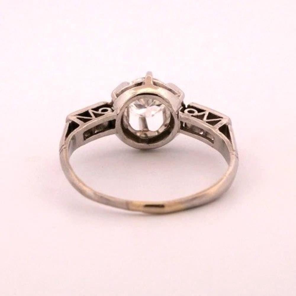 18K/14K White Gold 0.45CT Vintage Transitional Round Diamond Engagement Ring en vente 1