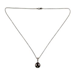 18K/14K White Gold and Diamond Black Pearl Pendant Necklace #14139