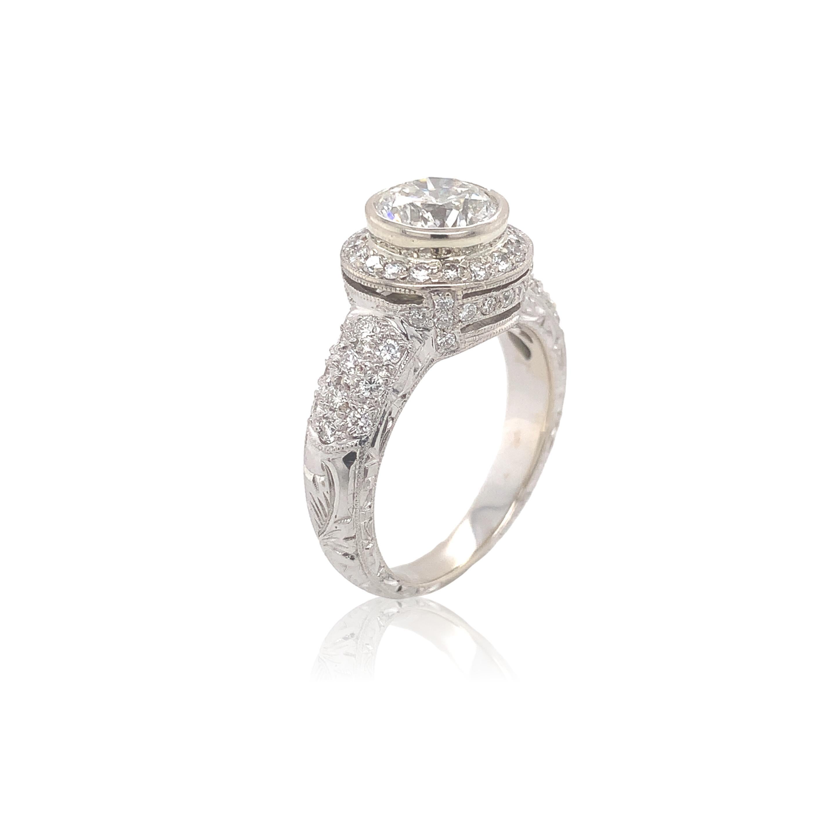 Anillo de compromiso de diamantes de 18 quilates y 1,55 quilates con informe GIA 2,55 cttw Contemporáneo en venta
