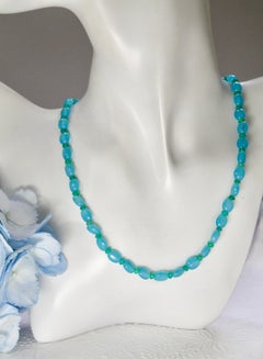 18k, 16" necklace. Aqua Chalcedony ovals with Opal