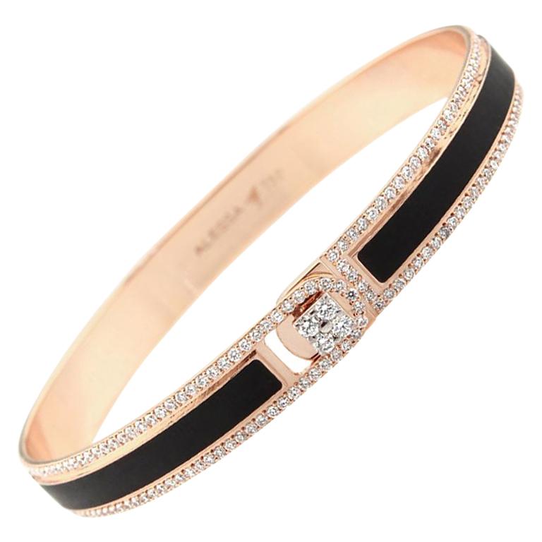 18k & 1.65 Carat Black Border Spectrum Rose Gold and Diamonds Bracelet by Alessa For Sale