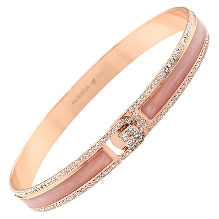 18K & 1.65 Carat Rose Border Spectrum Rose Gold and Diamonds Bracelet by Alessa For Sale