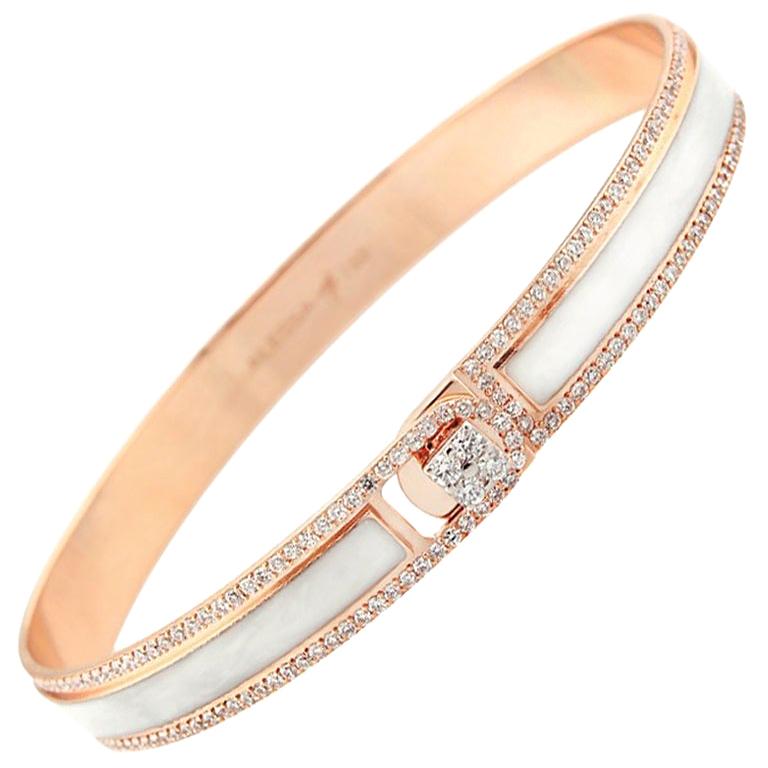 18K & 1.65 Carat White Border Spectrum Rose Gold and Diamonds Bracelet by Alessa For Sale