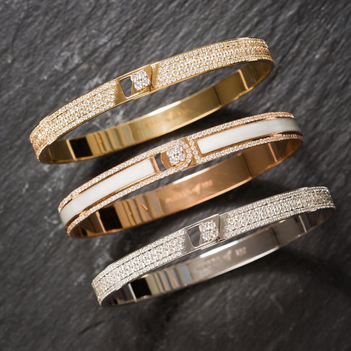 A ray of light, a band of colours, an illusion and journey on a wavelength. Iconic, bold and unique hand painted stackable designs. Add your personal touch to each design with your initials or a symbol.

Product Name: Border Diamond