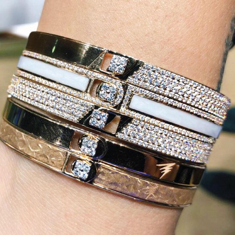 Alessa Border Diamond Bracelet 18 Karat Rose Gold Spectrum Collection In New Condition For Sale In London, GB