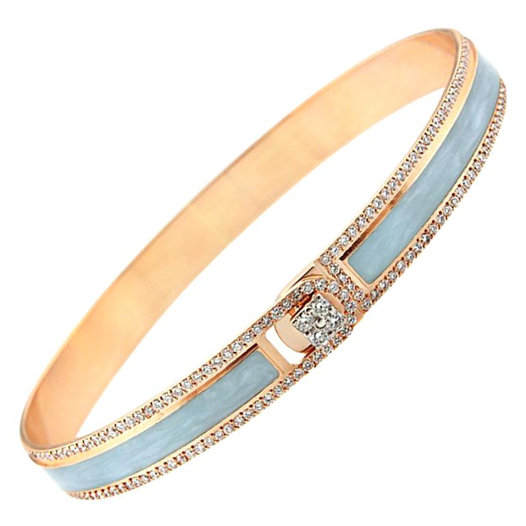 Alessa Light Grey Border Bracelet 18 Karat Rose Gold Spectrum Collection For Sale