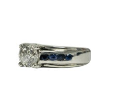 18K, 1.70 Carat Diamond and Blue Sapphire Ring