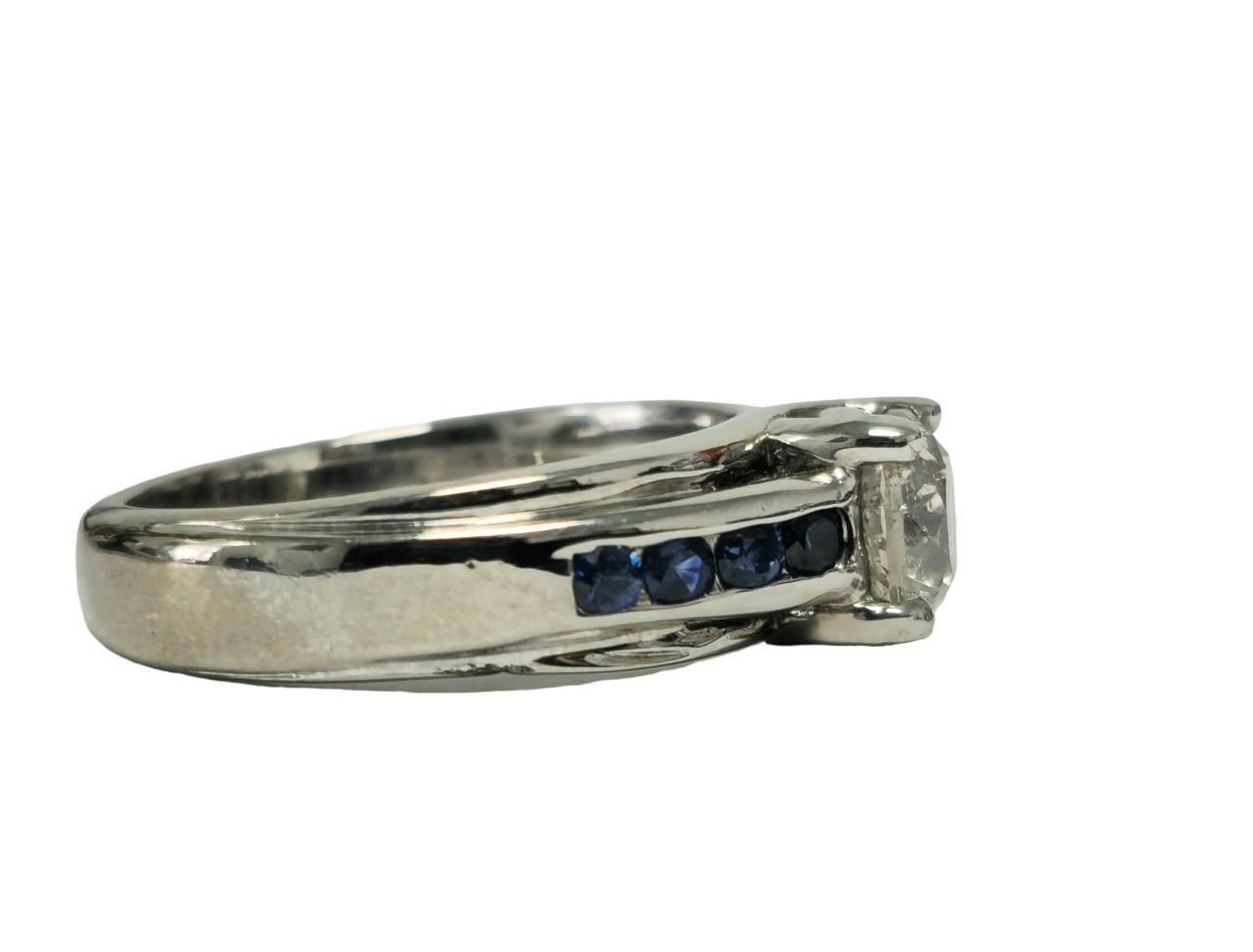 Victorian 18K, 1.70 Carat Diamond and Blue Sapphire Ring For Sale