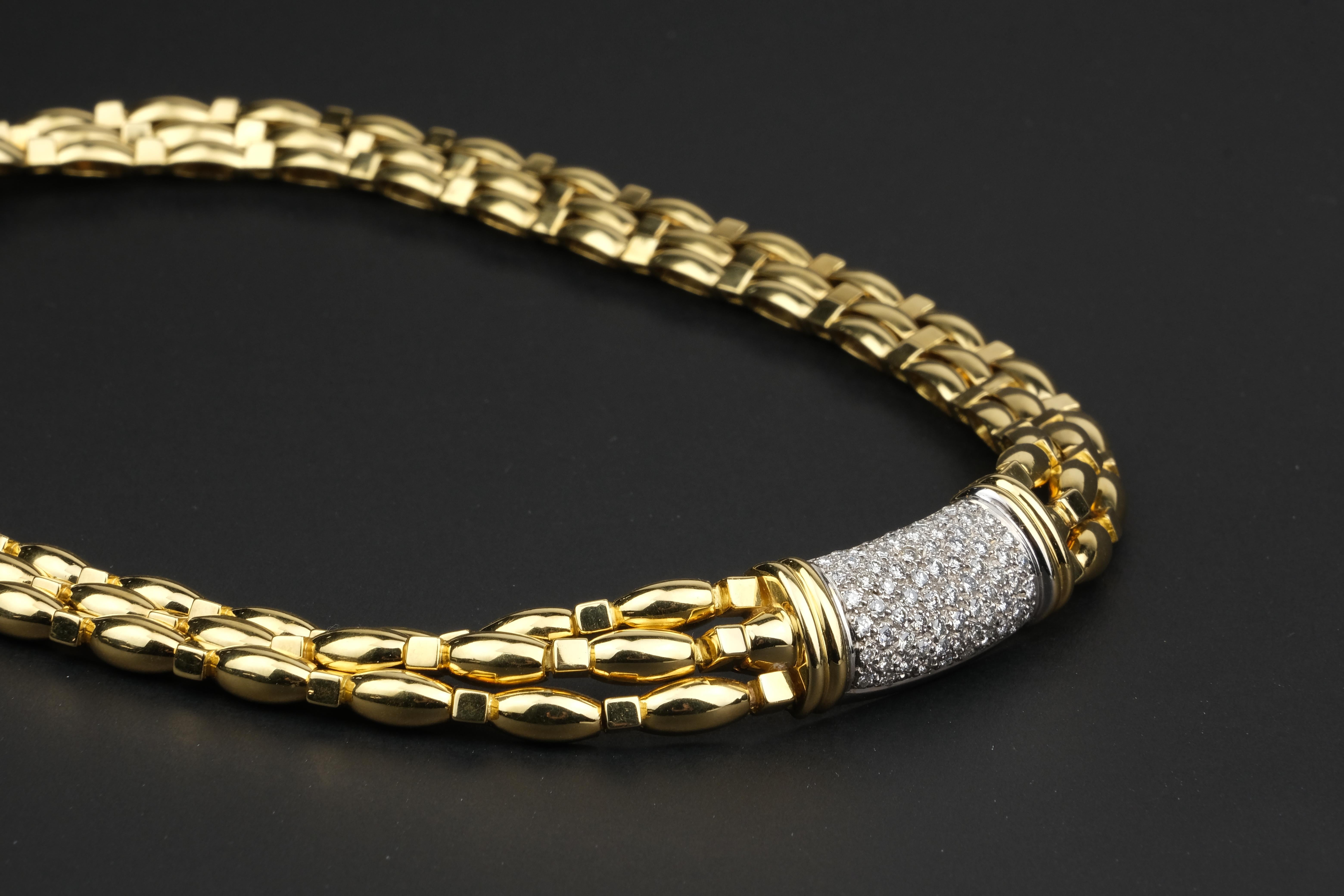 Women's 18 Karat 1.77 Carat Diamond Triple Strand Necklace For Sale