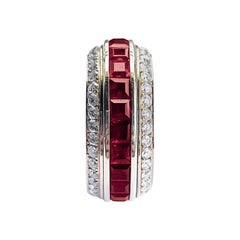 18K 1.93 CTS and 6.51 CTS Burma Rubies Natural Diamond Ring