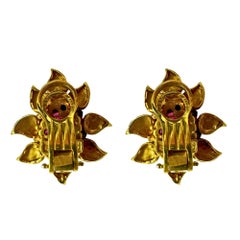 18K 1960's Toros Diamond & Tourmaline Earrings