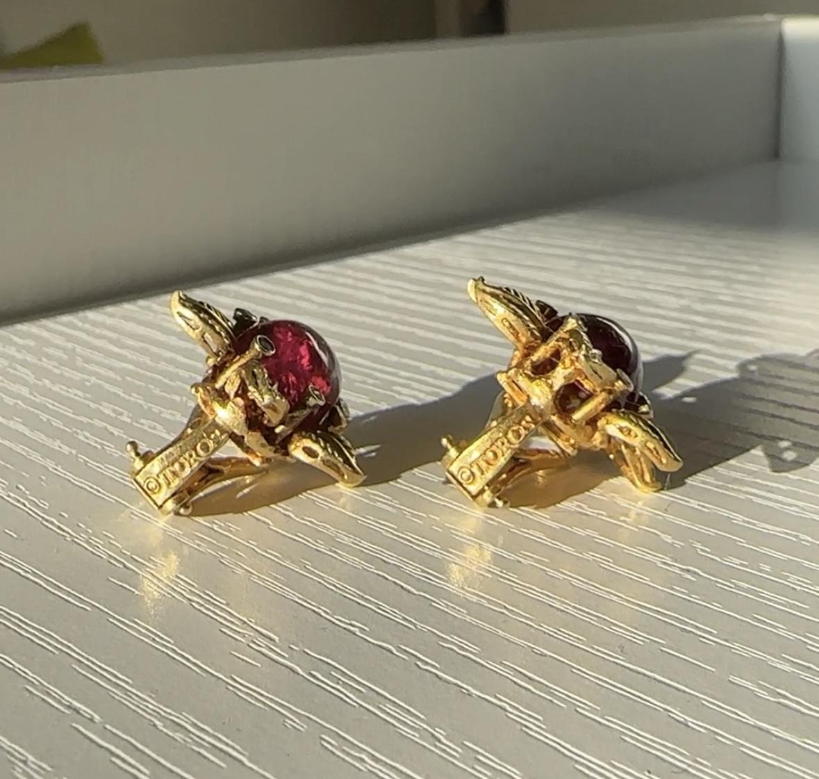 18K 1960's Toros Diamond & Tourmaline Earrings For Sale 4