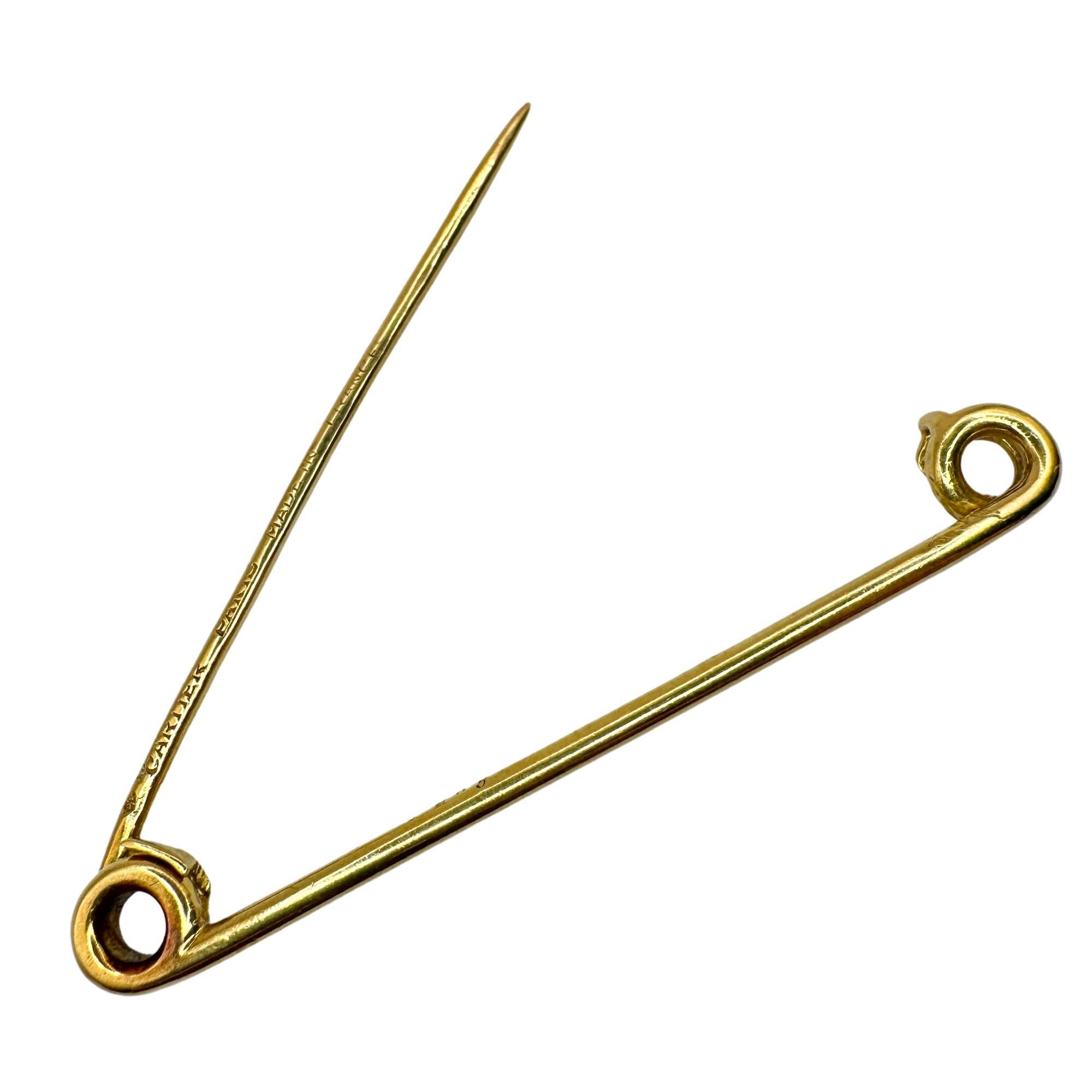 18k 1980's Cartier Paris Safety Pin Brooch In Good Condition For Sale In New York, NY