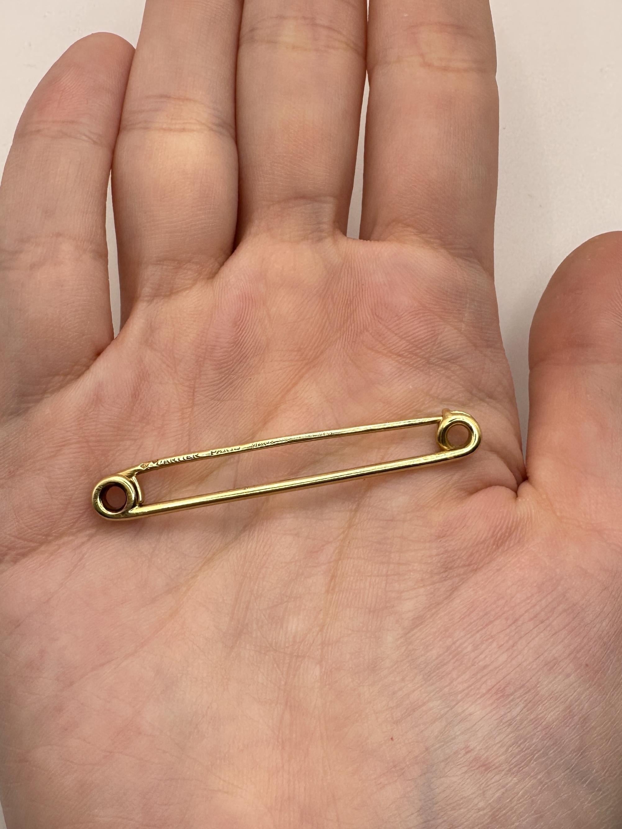 18k 1980's Cartier Paris Safety Pin Brooch For Sale 1