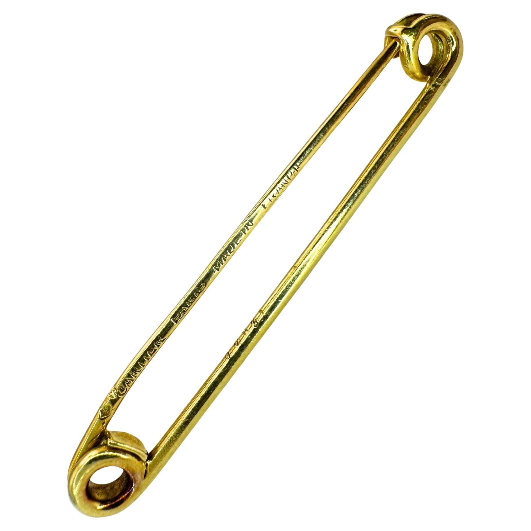 18k 1980's Cartier Paris Safety Pin Brooch For Sale