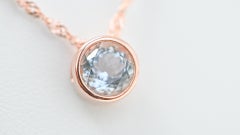 18K 1MM Rose Metal Plated Aquamarine Women's Bridal Pendants Jewelry Gift Her