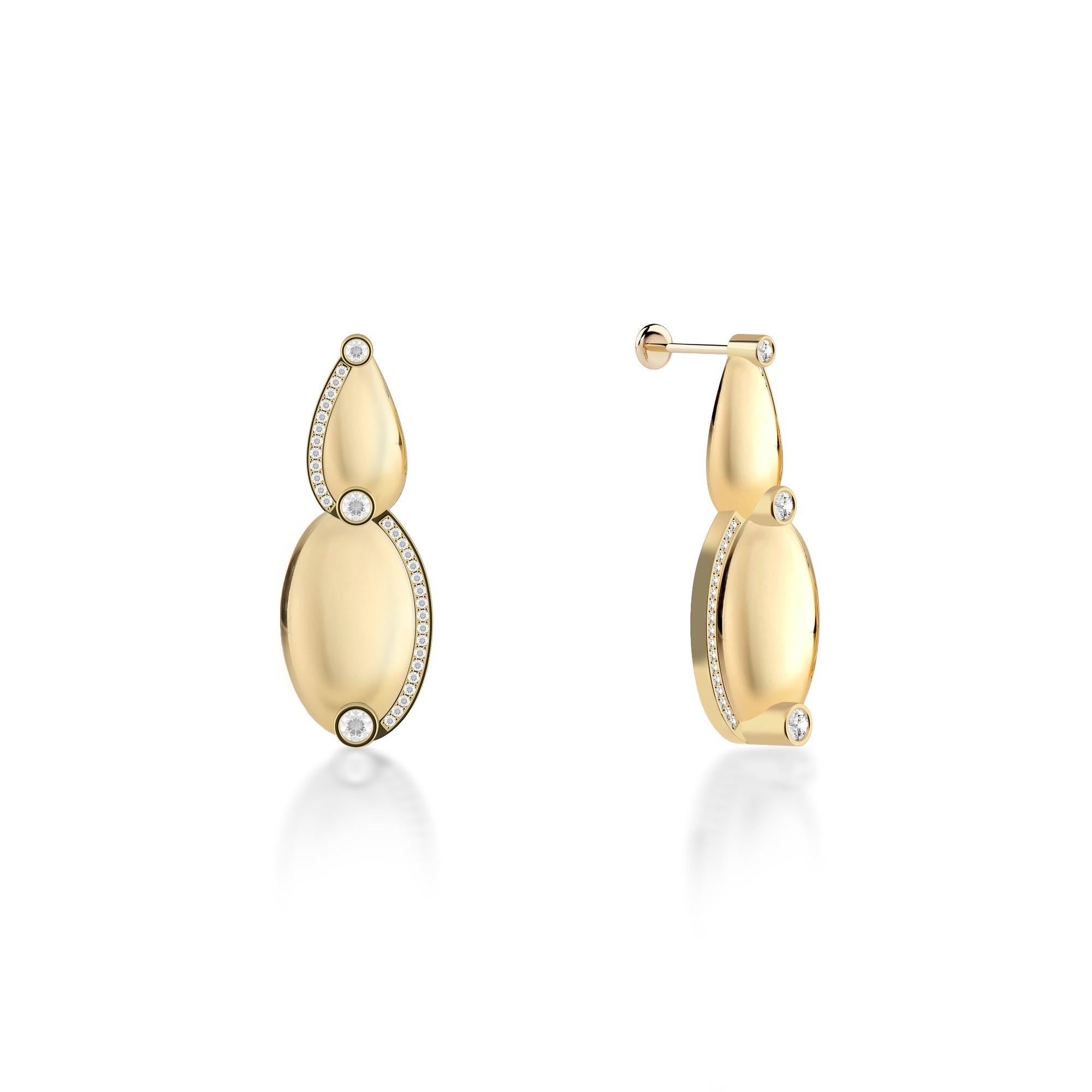Ruben Manuel Designs “Summer” Earrings 18K YG, 2 ovals set with VS diamonds.  1.09 ctw.