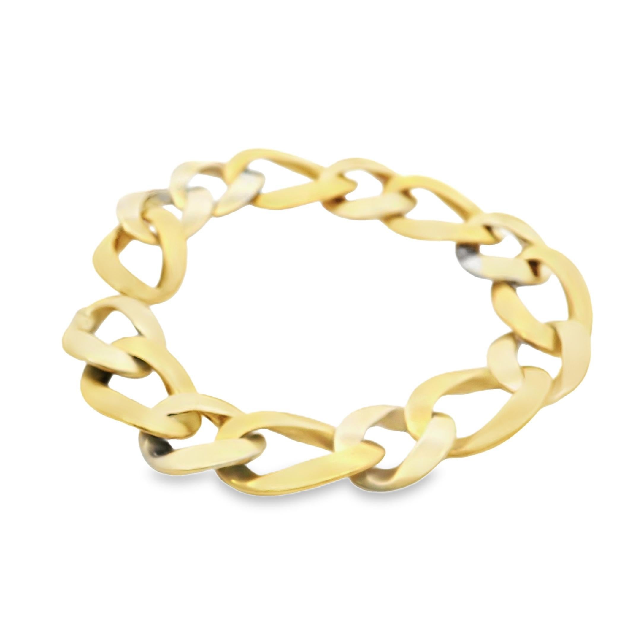 18K 2 Tones Sterle Curbe Link Bracelet For Sale 1