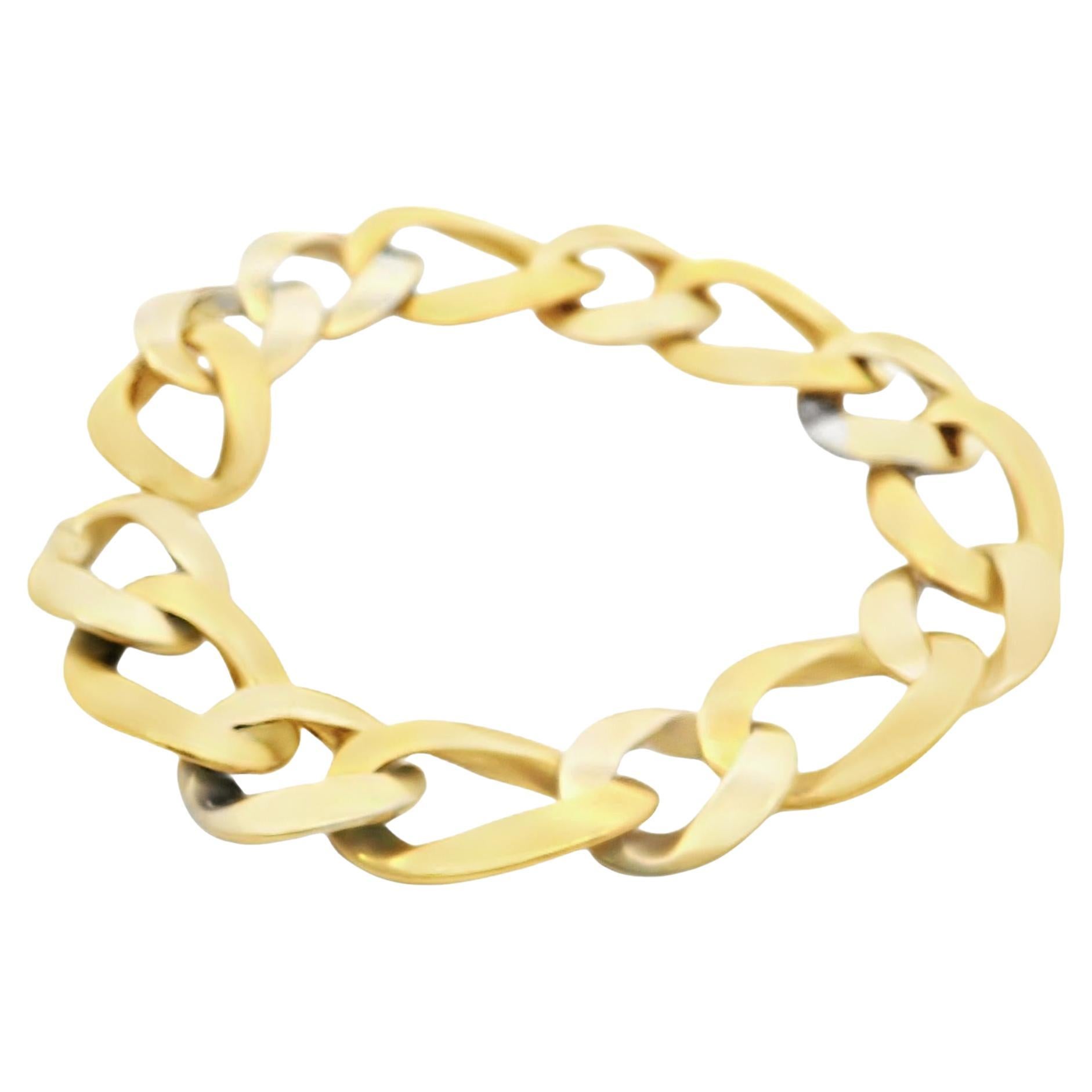 18K 2 Tones Sterle Curbe Link Bracelet For Sale