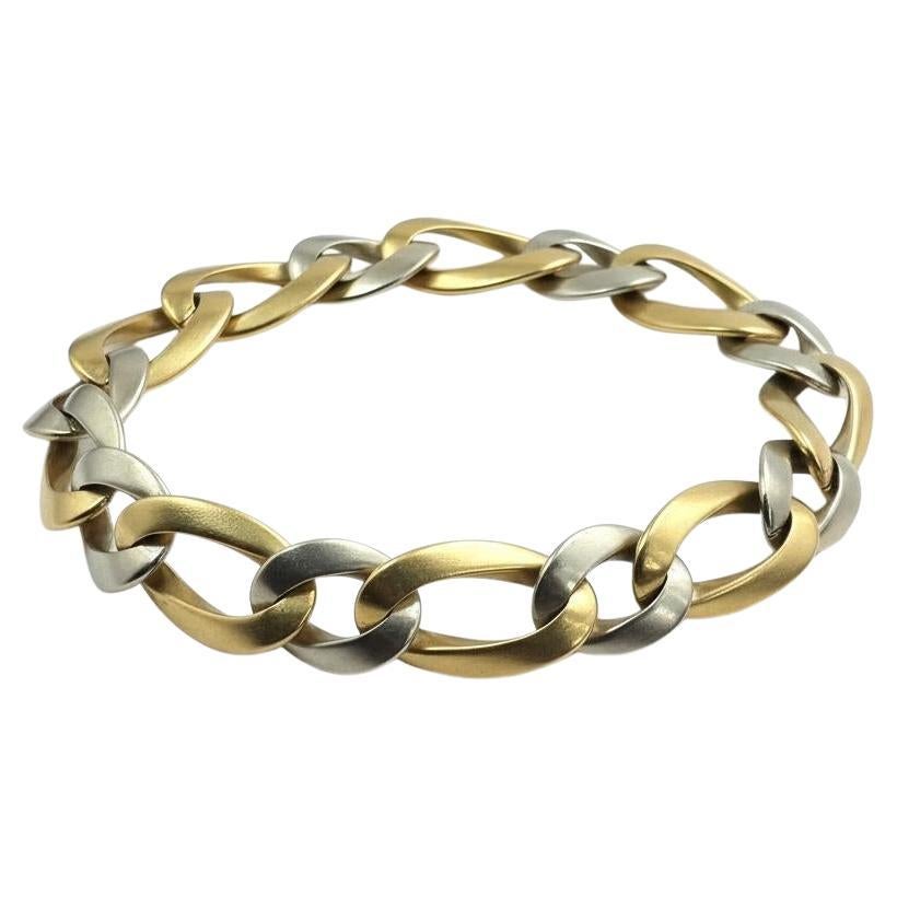 18K 2 Tones Sterle Curbe Link Bracelet in vendita