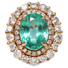 18K 2.07 ct Colombia Emerald&Pink Diamonds Art Deco Style Engagement Ring