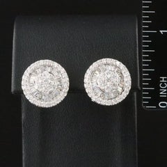 18K 2.08 CTW Round & Baguette Diamond Omega Back Earrings