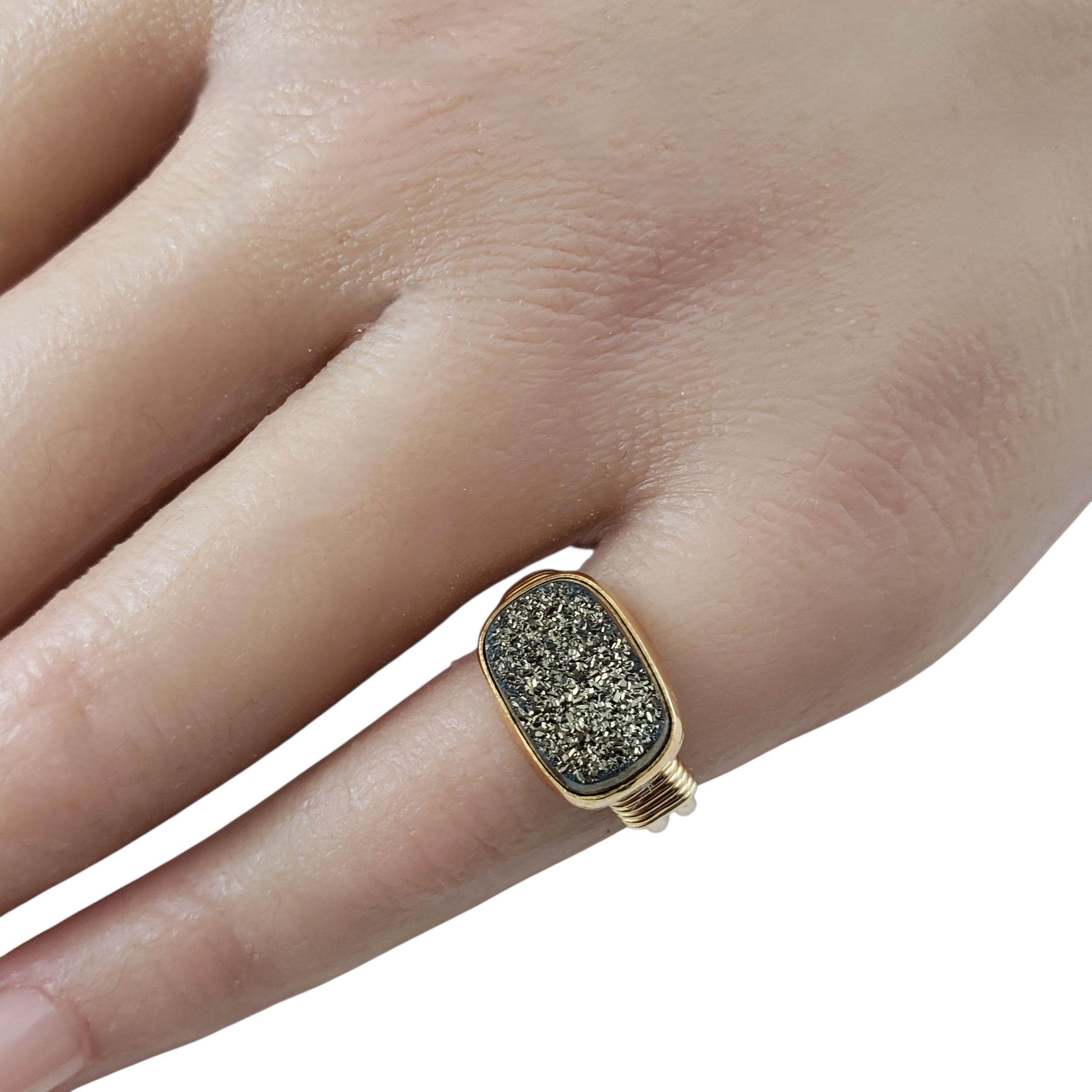 Anello in oro giallo 18K/20K con quarzo druzy misura 4 #22451 in vendita 2