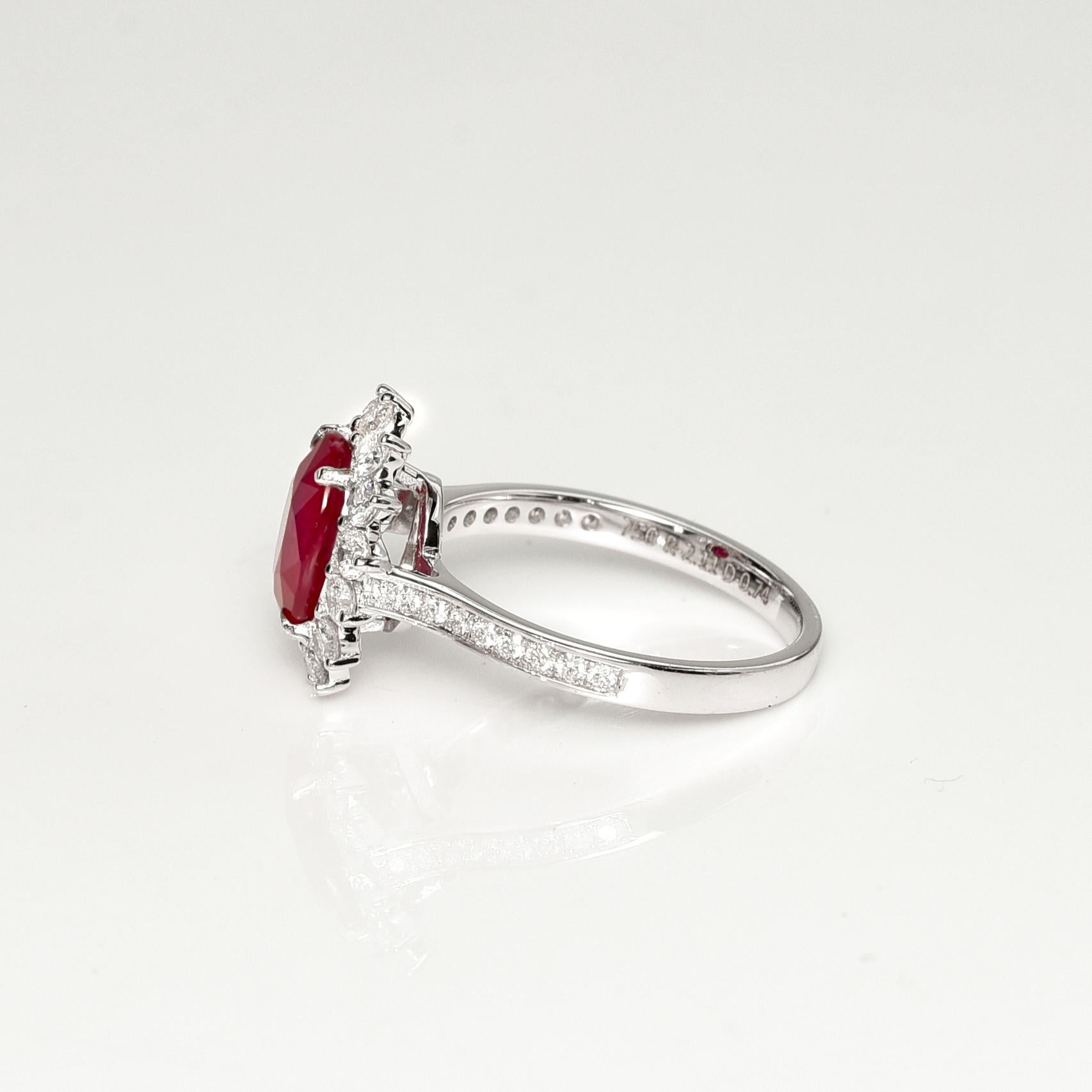 GRS 18k 2.11 Ct Red Ruby&Diamond Antique Art Deco Engagement Ring Neuf - En vente à Kaohsiung City, TW