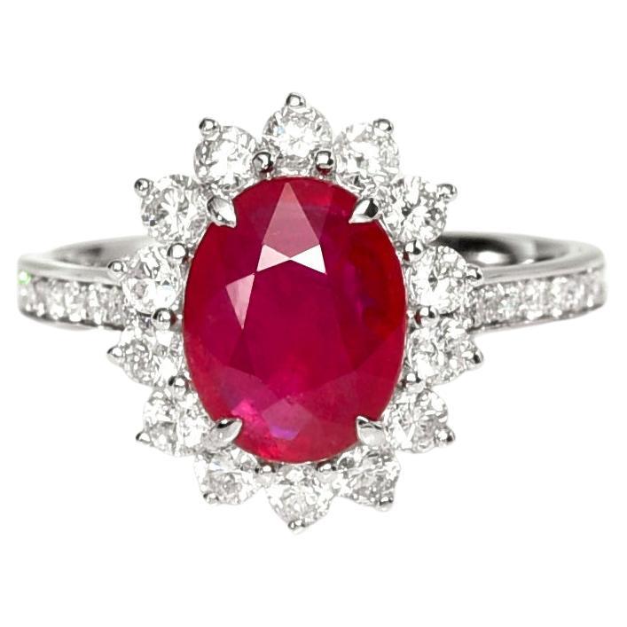 Sales* GRS 18k 2,11 Karat Roter Rubin&Diamant Antiker Art Deco Verlobungsring