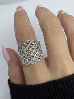 18K 2.22 Carat Brown and White Diamond Wide Band Ring - Size 6.25