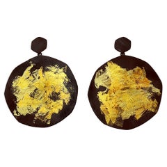 18K 22K 24K Gold Oxidized Silver Contemporary Modern Hand Made Earrings