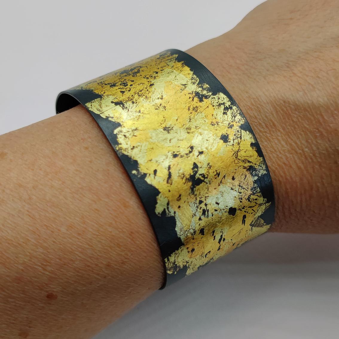 Artist 18K 22K 24K Gold Oxidized Silver Hand Made Braceled