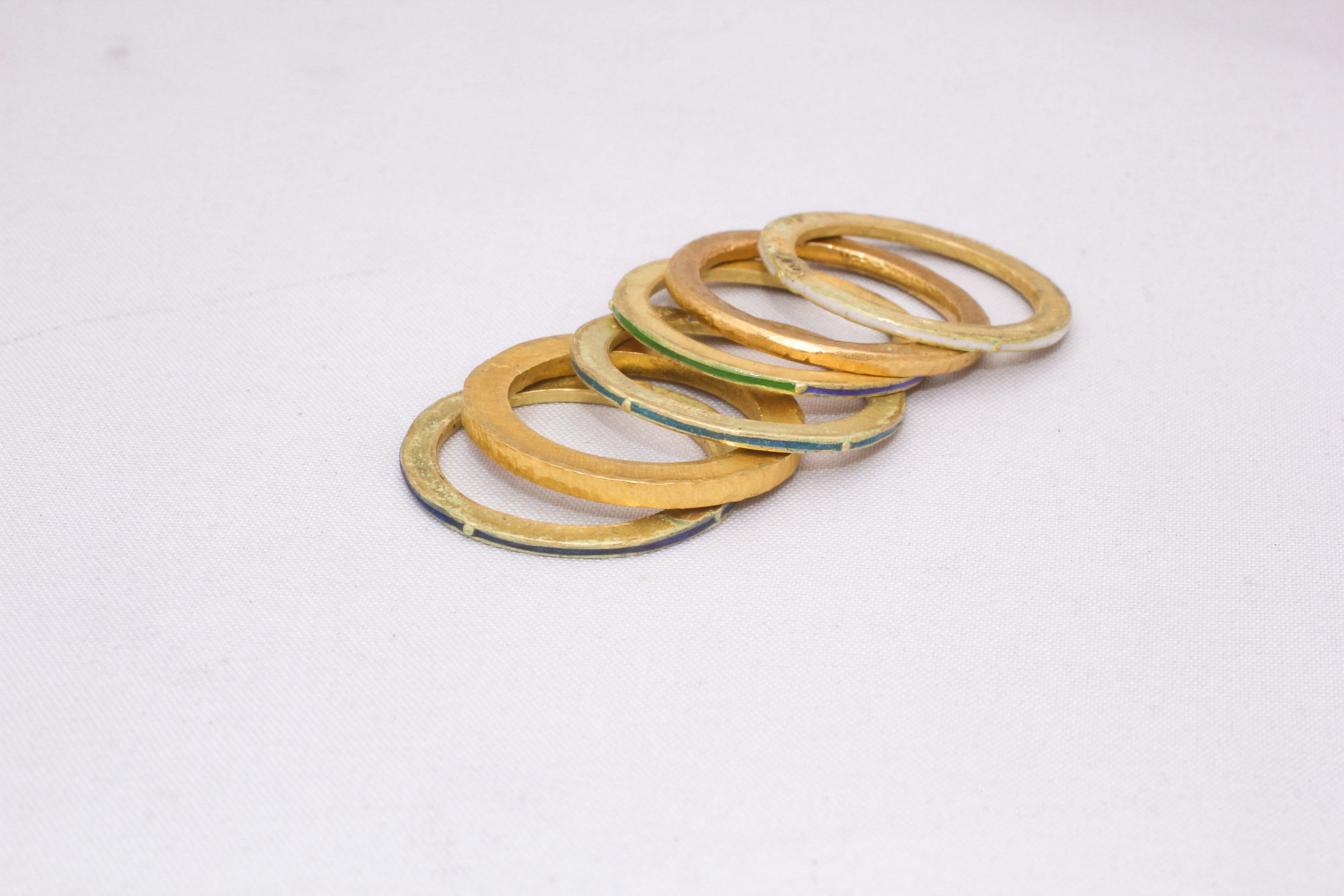 18K 22K Recycelter Gold-Emaille-Ring Stapel-Mode-Hochzeitsgeschenk für sie oder ihn (Moderne) im Angebot