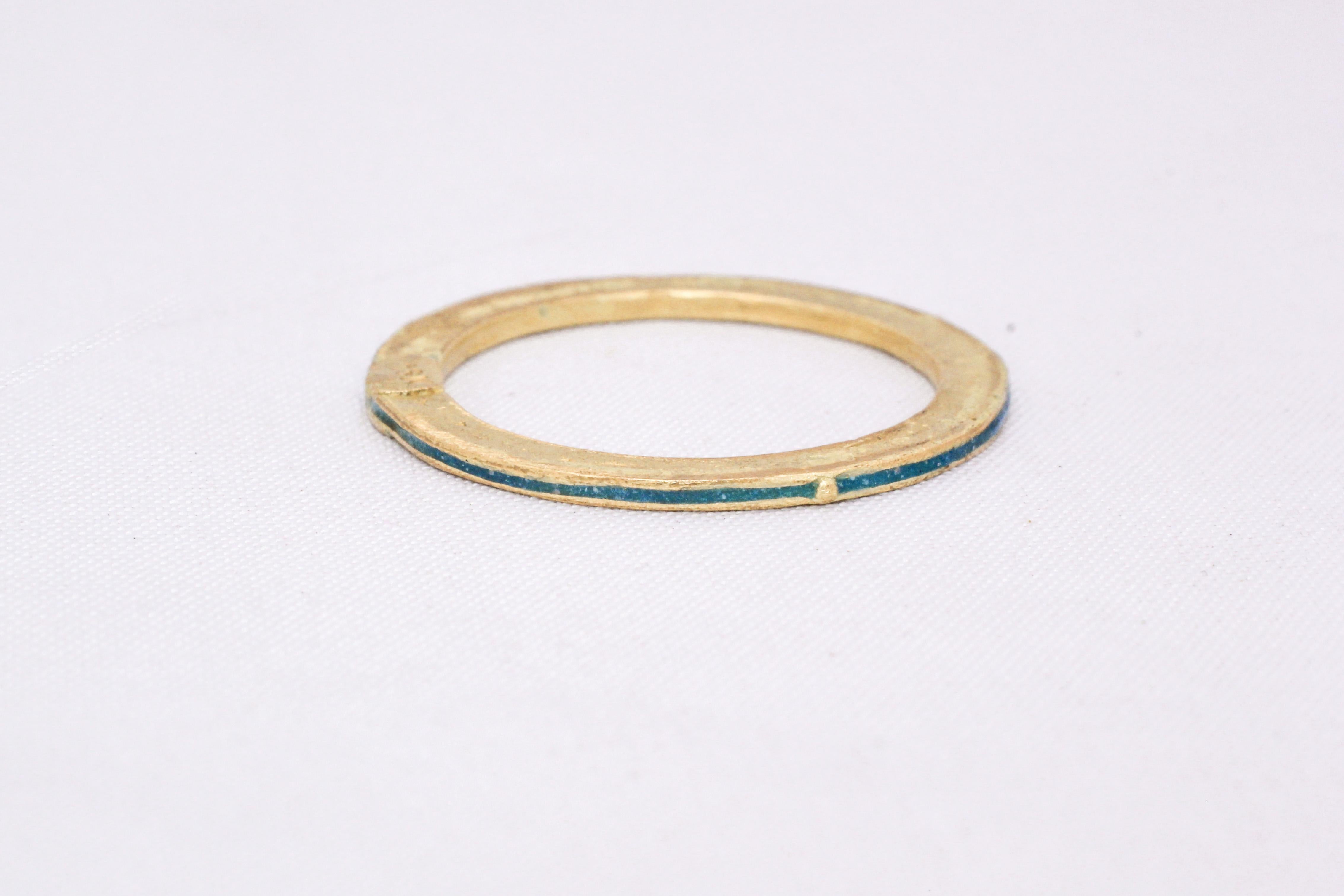 18K 22K Recycled Gold Enamel Ring Stack Fashion Wedding Gift for Her or Him For Sale 1