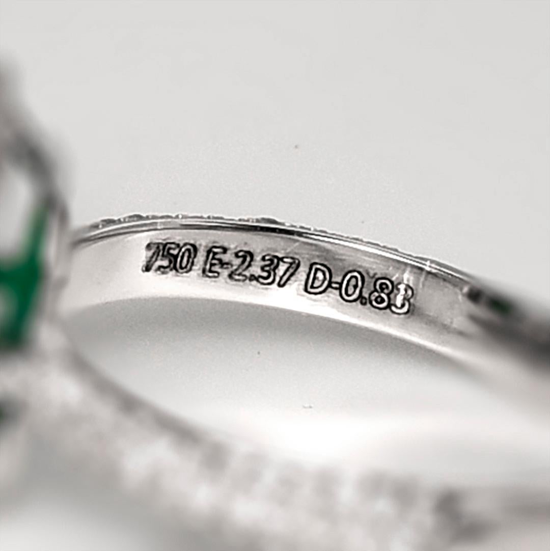 *Sales* GRS 18k 2.37 Ct Zambia Emerald Diamond Antique Art Deco Engagement Ring en vente 7