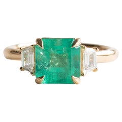Bague 18K 2.37 CT Emeraude Diamant