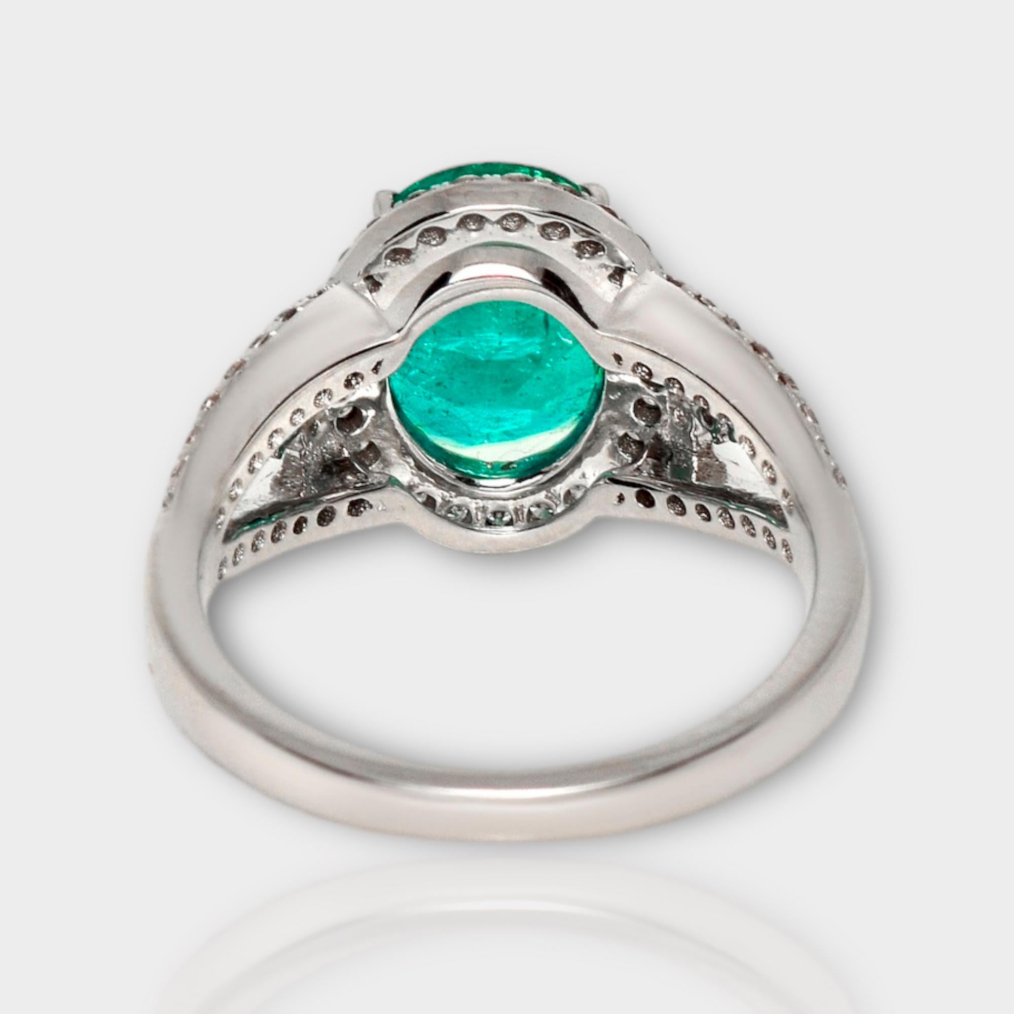 IGI 18k 2.85 Ct Emerald&Pink Diamonds Antique Art Deco Style Engagement Ring For Sale 1
