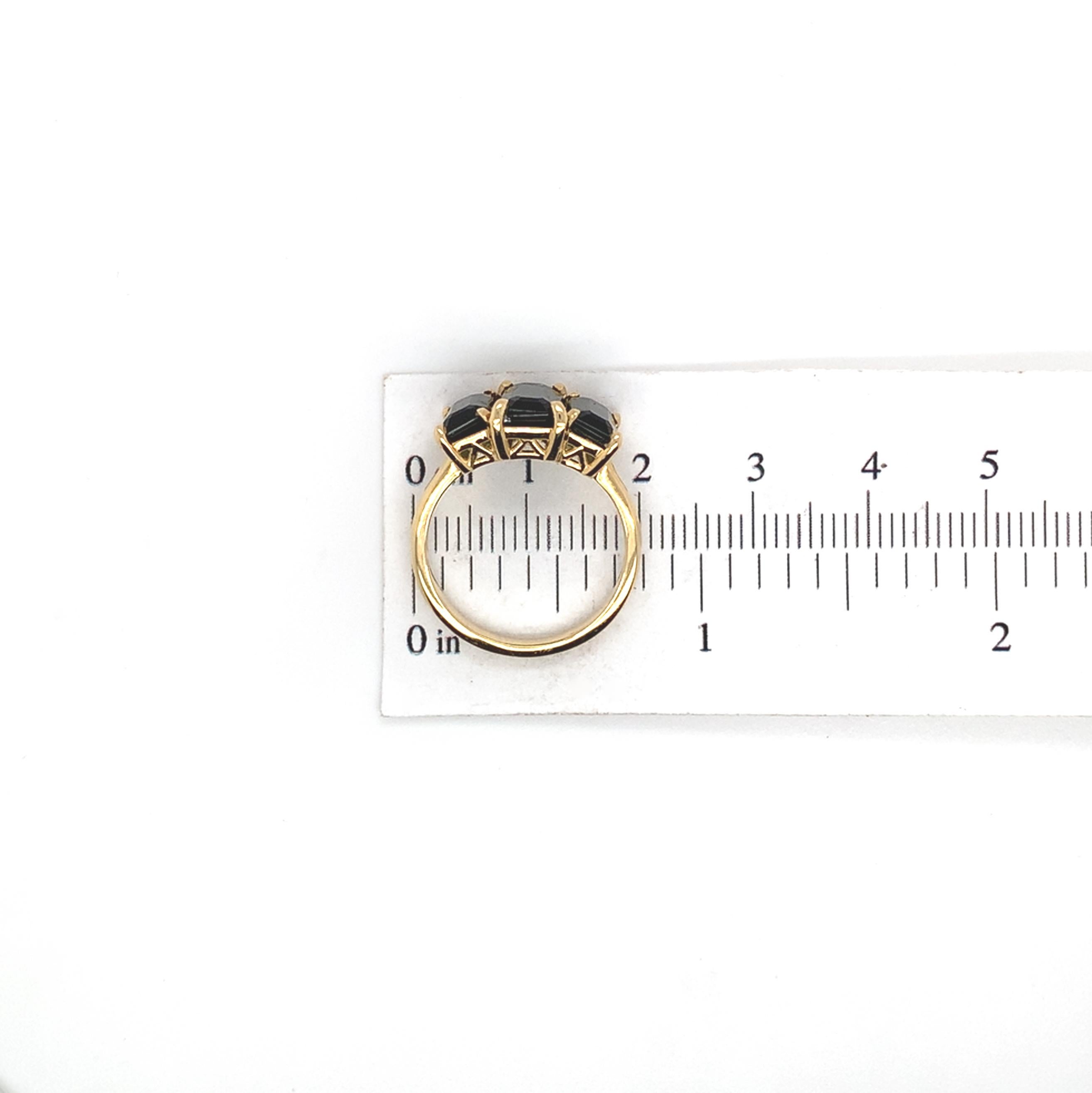 Bague 18K 3 pierres 4,5 carats tw tourmaline bleu indicolite sarcelle taille 6,5 en vente 5