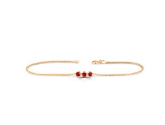 18 Karat Gold Minimalistisches Armband Trio Smaragd Rubin Saphir Armband