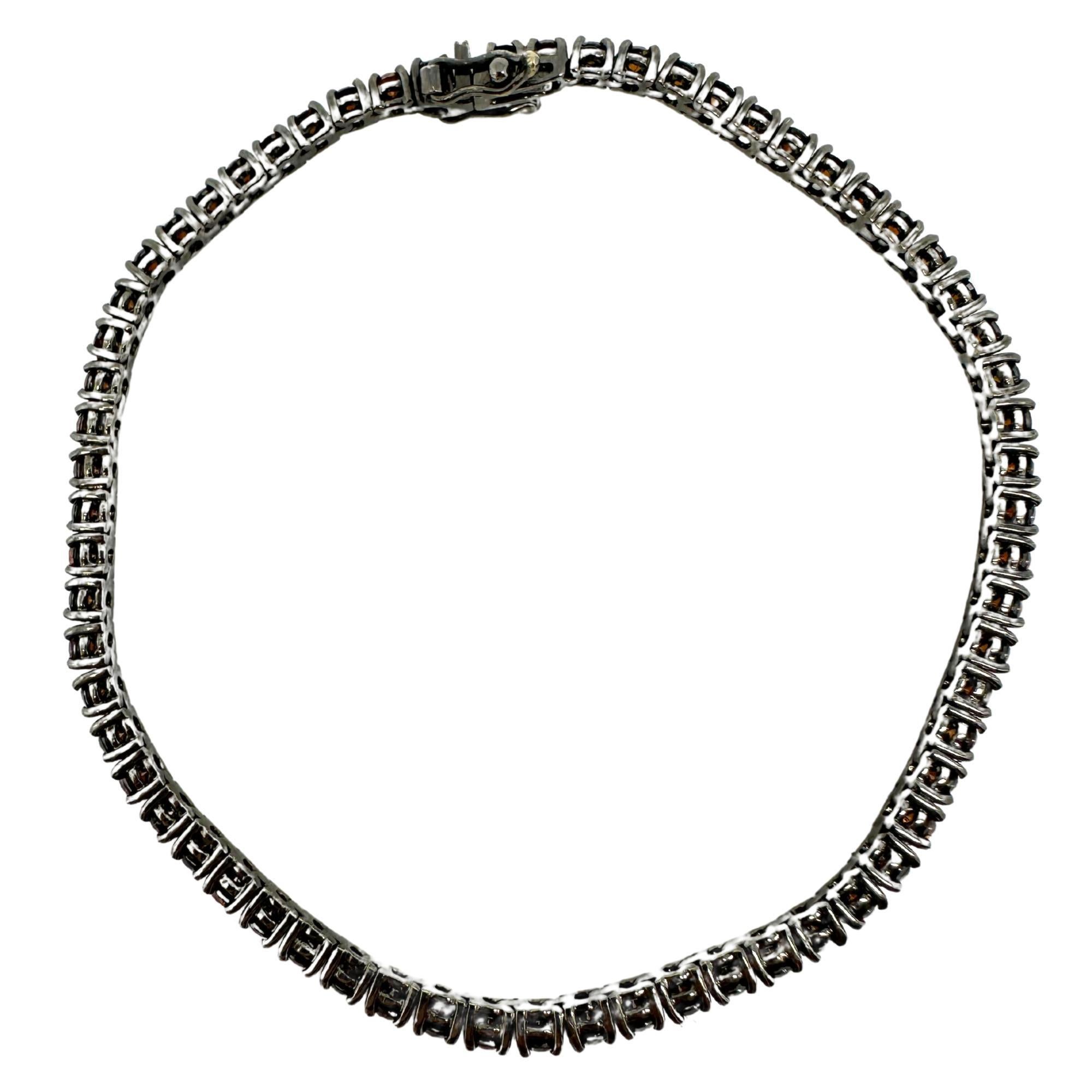 18K 3,05 Karat Braunes Diamant-Tennisarmband - 7 Zoll (Rundschliff) im Angebot