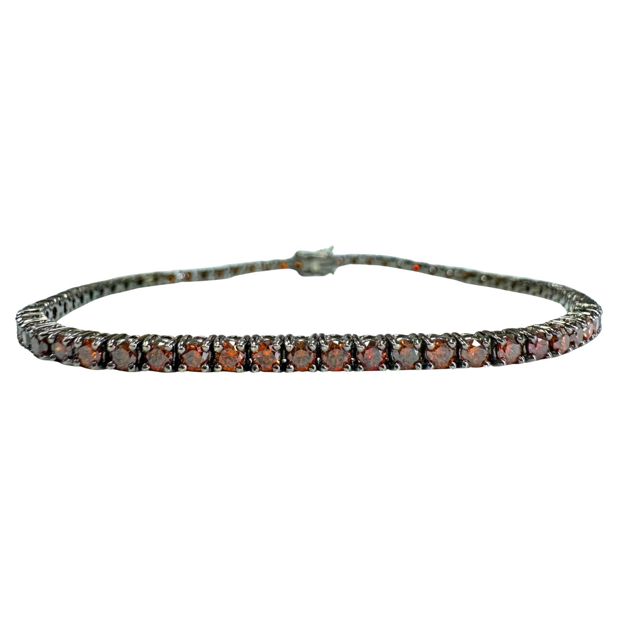 Bracelet Tennis 18K 3.05 carat Brown Diamond - 7 pouces