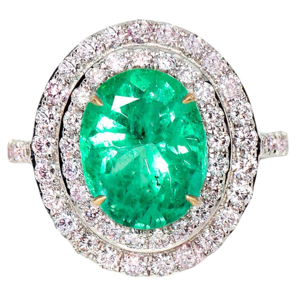 IGI 18K 3.78 CT Natural Rarest No Oil Emerald Antique Art Deco ...