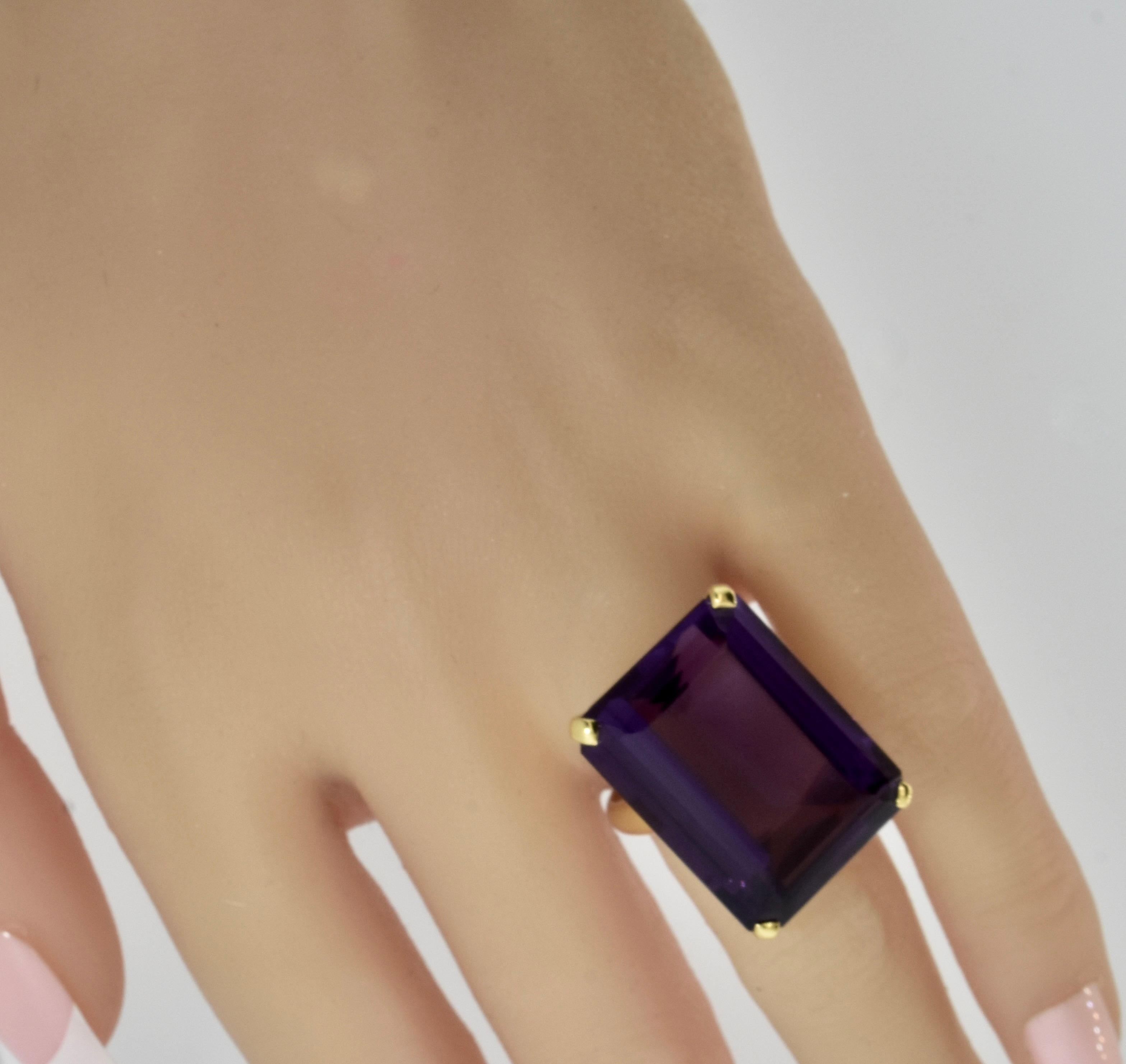Contemporary 18K & 36.21 ct. Fine Deep Purple, Amethyst Ring by Pierre/Famille. For Sale